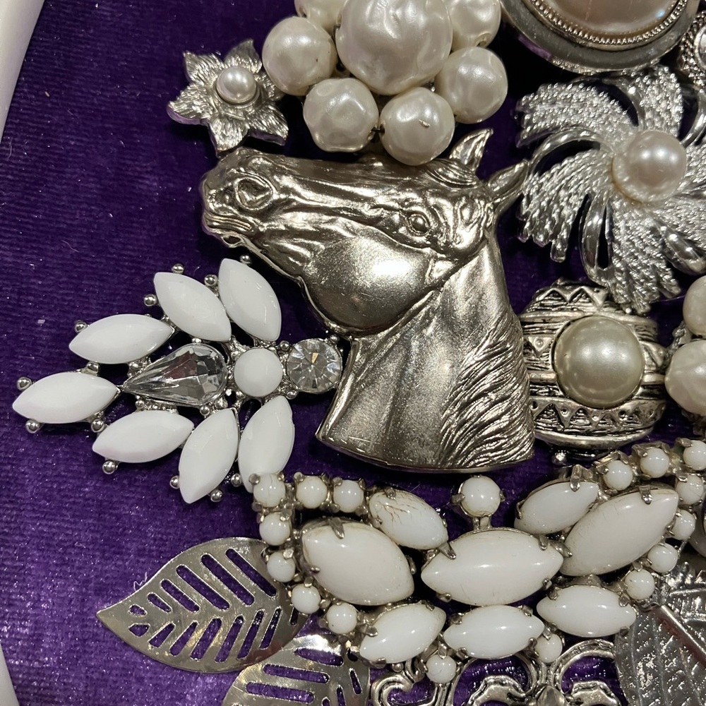 JEWELRY ART COLLAGE LILAC AND WHITE. UNIQUE HANDMADE OOAK GIFT 💝 IDEA - Picture 5 of 13